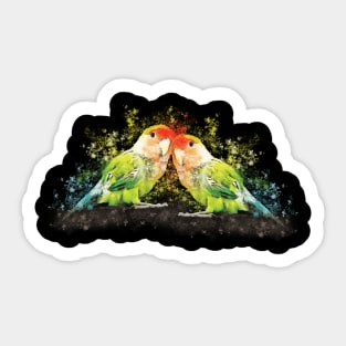 Lovebird parrot, pair of birds, watercolor Love Bird Sticker